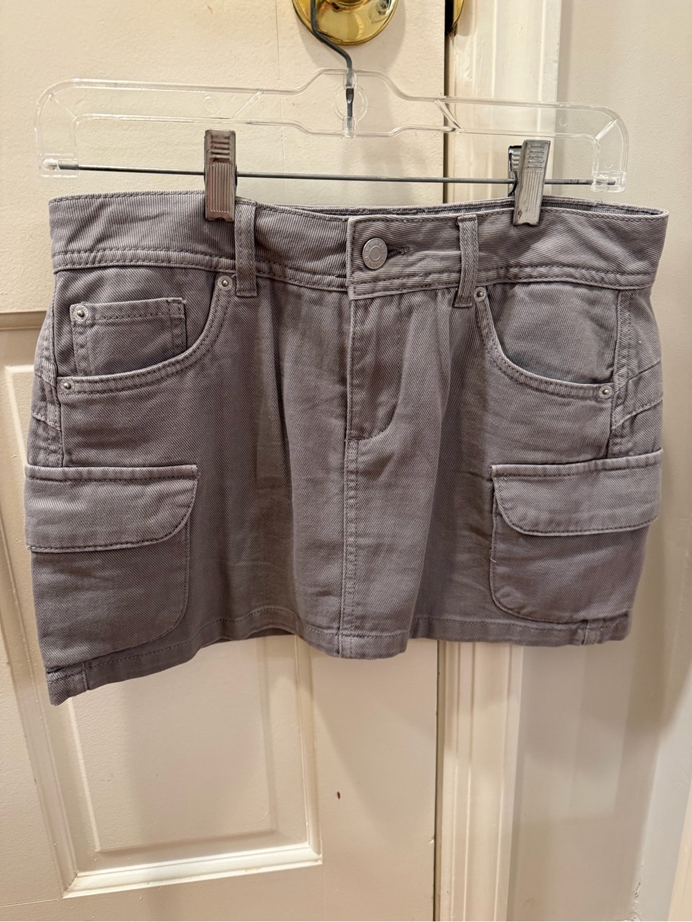Gray Jean mini skirt - Women's Utility Style